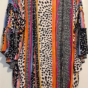 Democracy Colorful Striped and Spotted Blouse